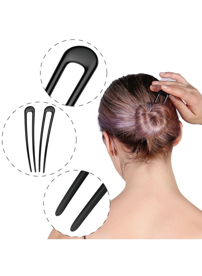HYFEEL French Hair Pins Metal Hair Fork U Shaped Extra Long Chignon 2 Prong Sticks for Women Hair Accessories (Black- 2 Pieces) - Image 4
