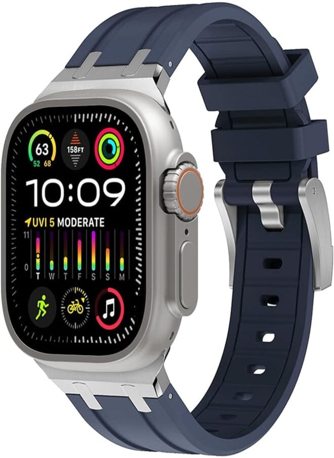 WINGLE - Wingle for Apple Watch Ultra Band 49mm 45mm 44mm 42mm for Men, Liquid Silicone Rubber Band for iWatch Series 8 7 6 5 4 SE Ultra, Luxury Cool Designed AP Rubber Watch Strap with Stainless Steel Adapter - Image 1