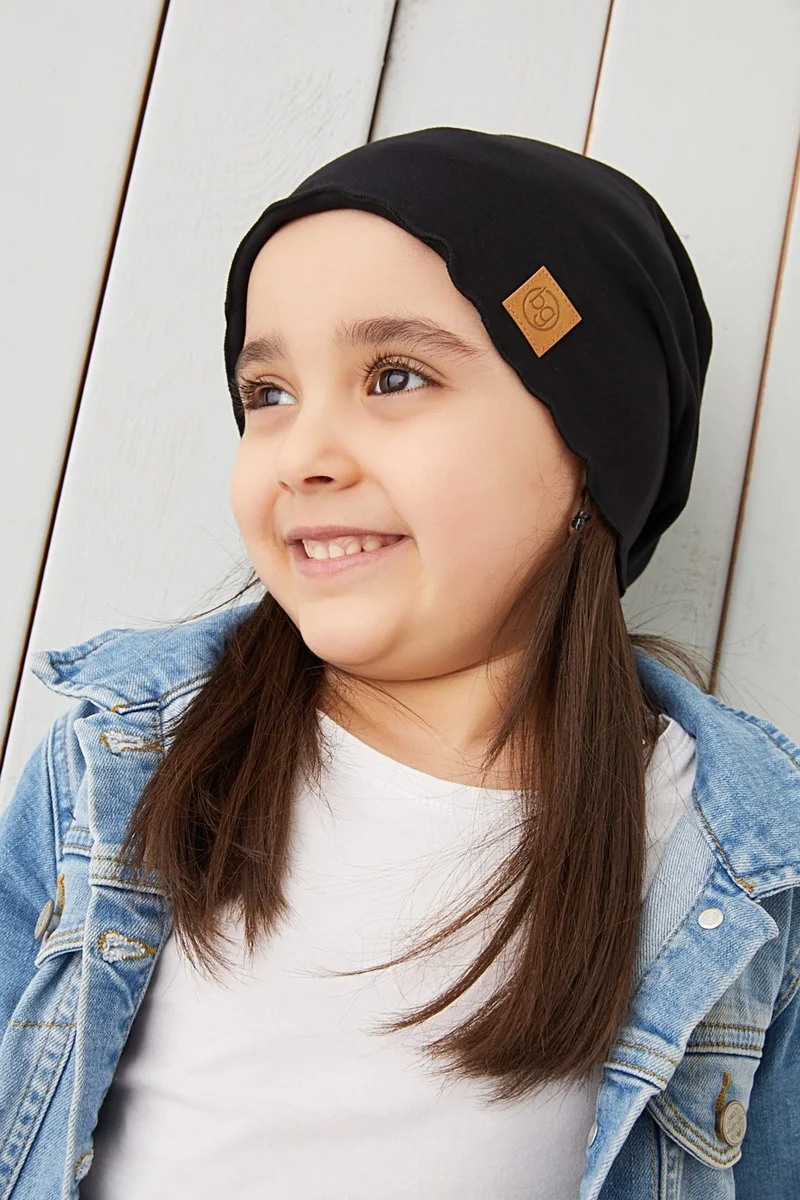 Babygiz Black Baby Girl Hat Beanie Soft Cotton Combed Cotton