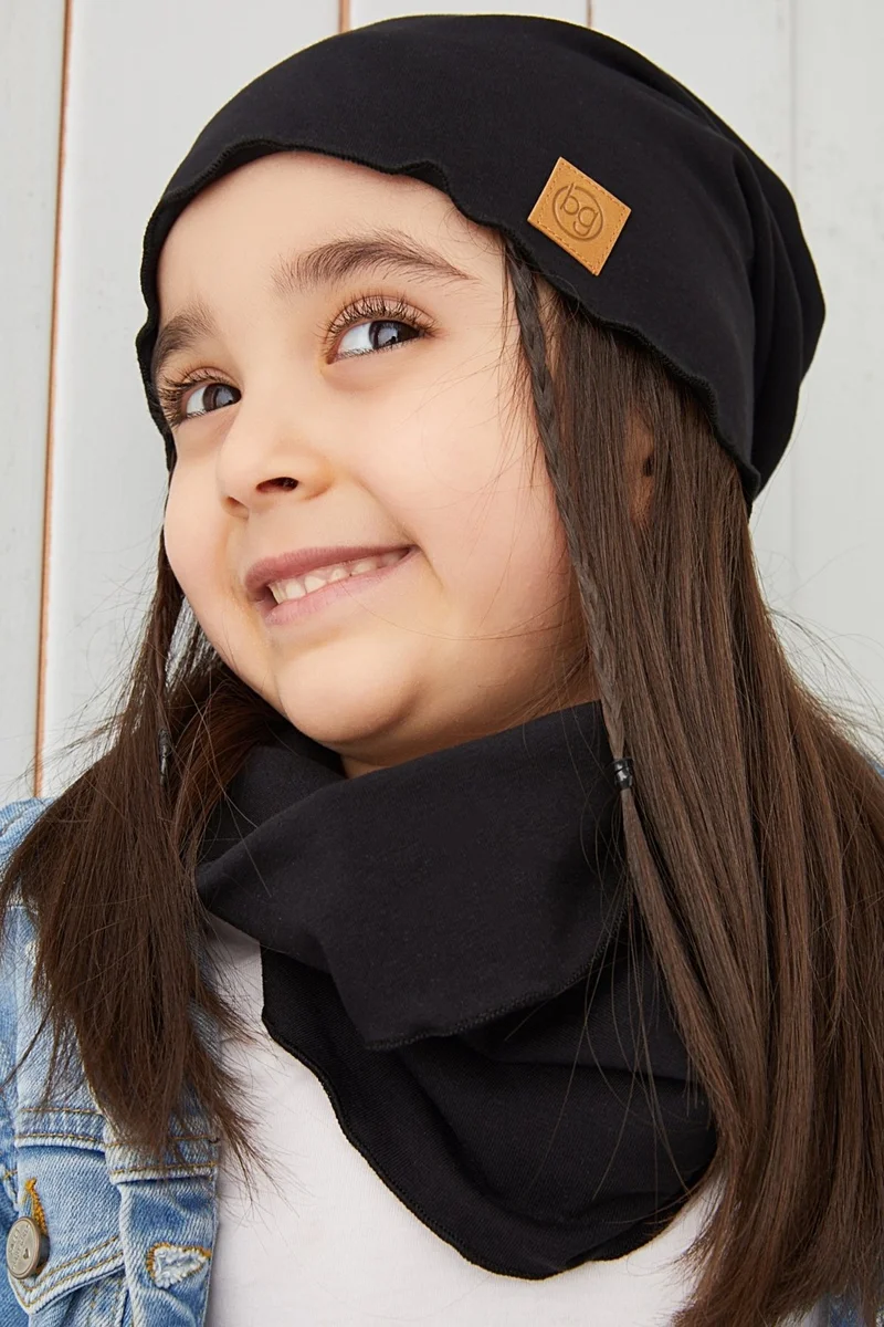 Babygiz Black Baby Girl Hat Beanie Soft Cotton Combed Cotton
