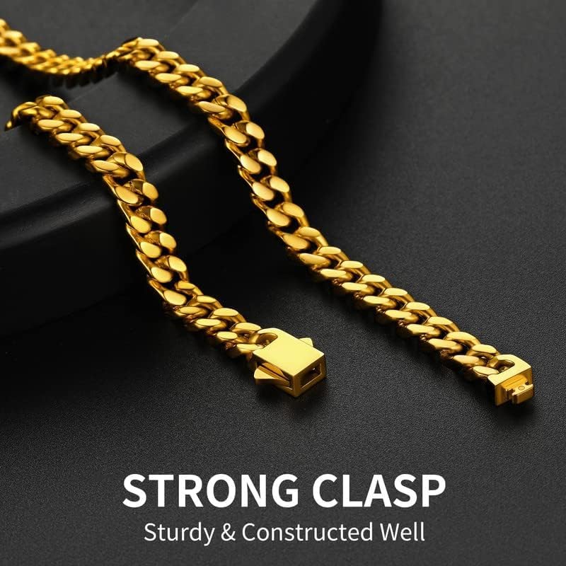 ChainsHouse Mens Cuban Link Chain, Gold Plated Miami Cuban Chain Necklace for Men, 5mm Wide Hip Hop Mens Jewelry, 22" - Image 3