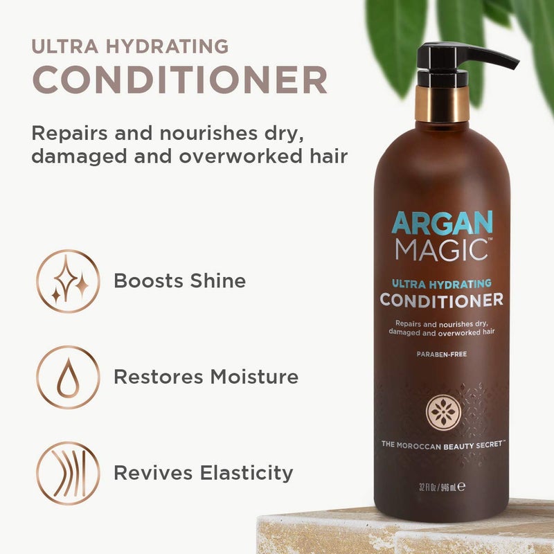 Argan Magic Ultra Hydrating Conditioner | Repairs and Protects Hair | Improves Hair Health | Safe for Color and Chemically Treated Hair | Made in USA, Paraben Free (32 oz) - Image 3