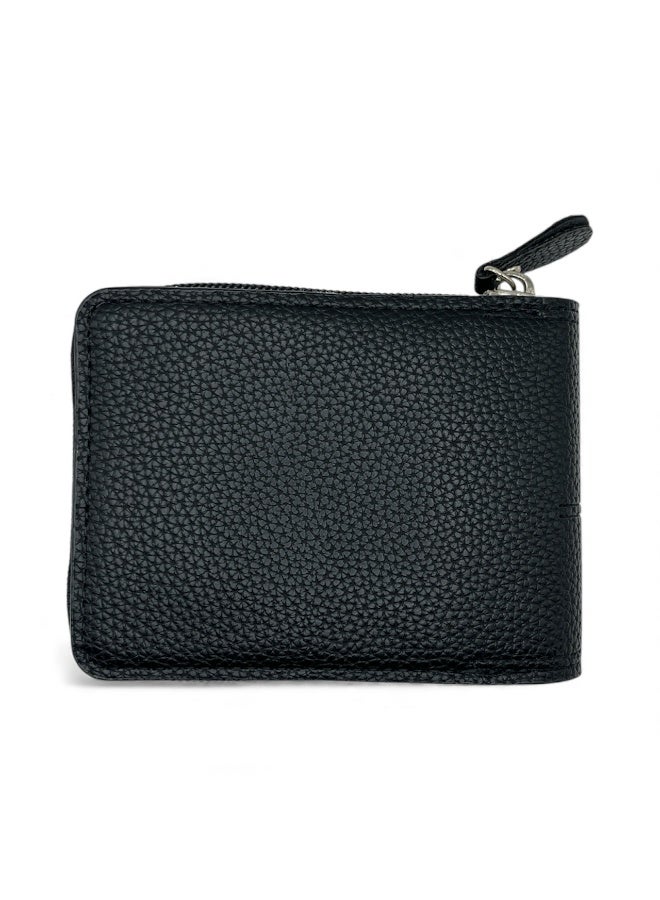 MARIO DRAFTS Horse Imperio PU Leather Wallet, Textured Design, Metal Snap Closure, Compact Size, Fashion (BLACK) - Image 2