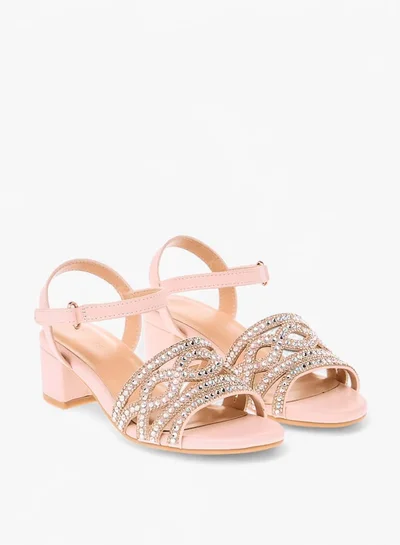 Celeste Girl's Embellished Sandals with Hook and Loop Closure
