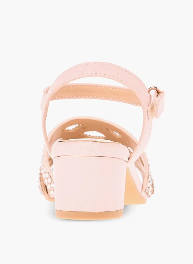 Celeste Girl's Embellished Sandals with Hook and Loop Closure