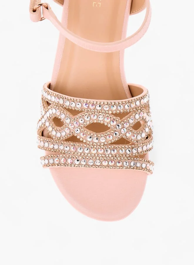 Celeste Girl's Embellished Sandals with Hook and Loop Closure