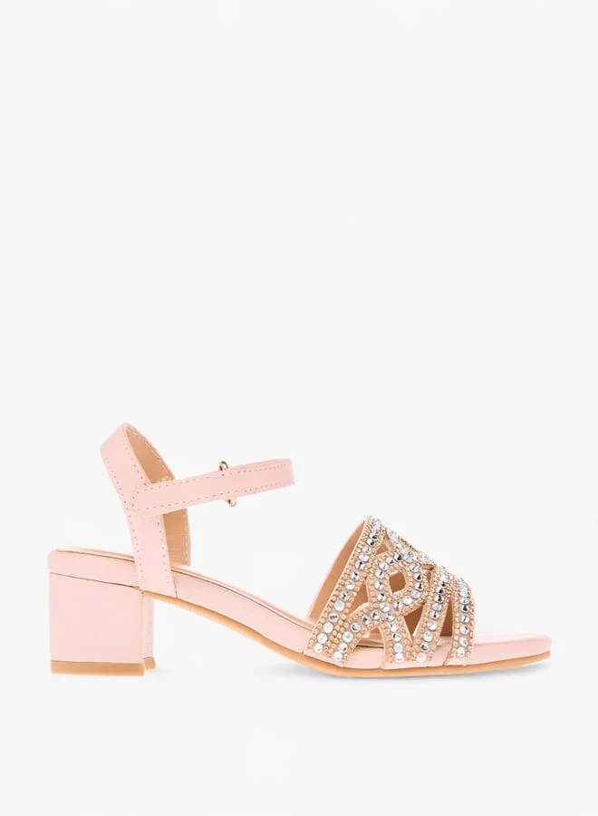 Celeste Girl's Embellished Sandals with Hook and Loop Closure