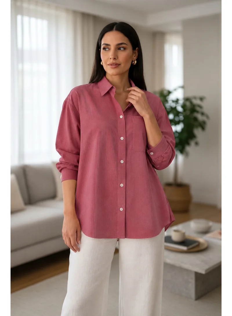 Victor And Jane Ladies Linen-Look Lyocell Oversized Shirt