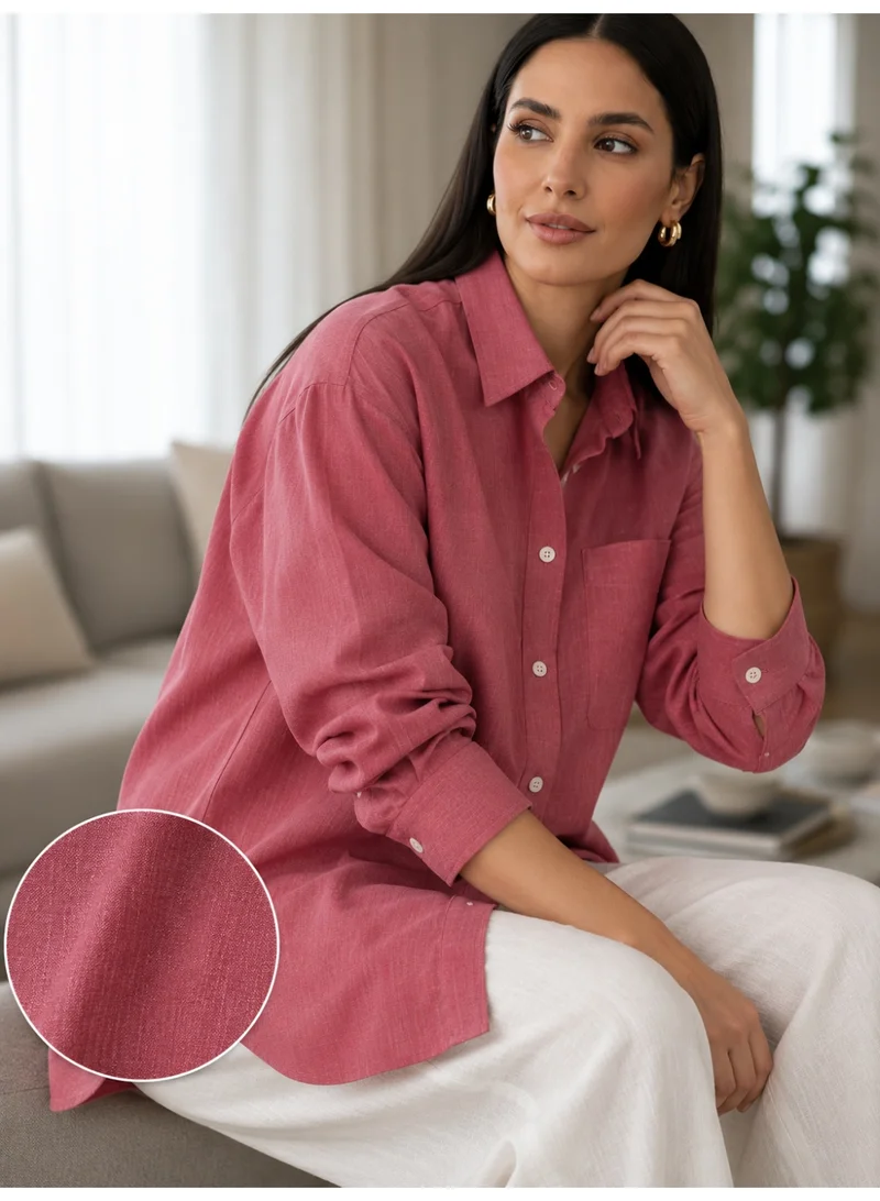 Victor And Jane Ladies Linen-Look Lyocell Oversized Shirt