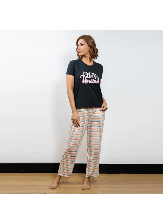 Aadaraya Adaraya Printed Short Sleeves T-shirt and Pyjama Set