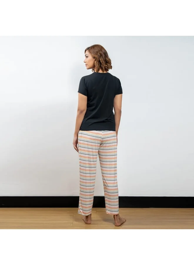 Aadaraya Adaraya Printed Short Sleeves T-shirt and Pyjama Set