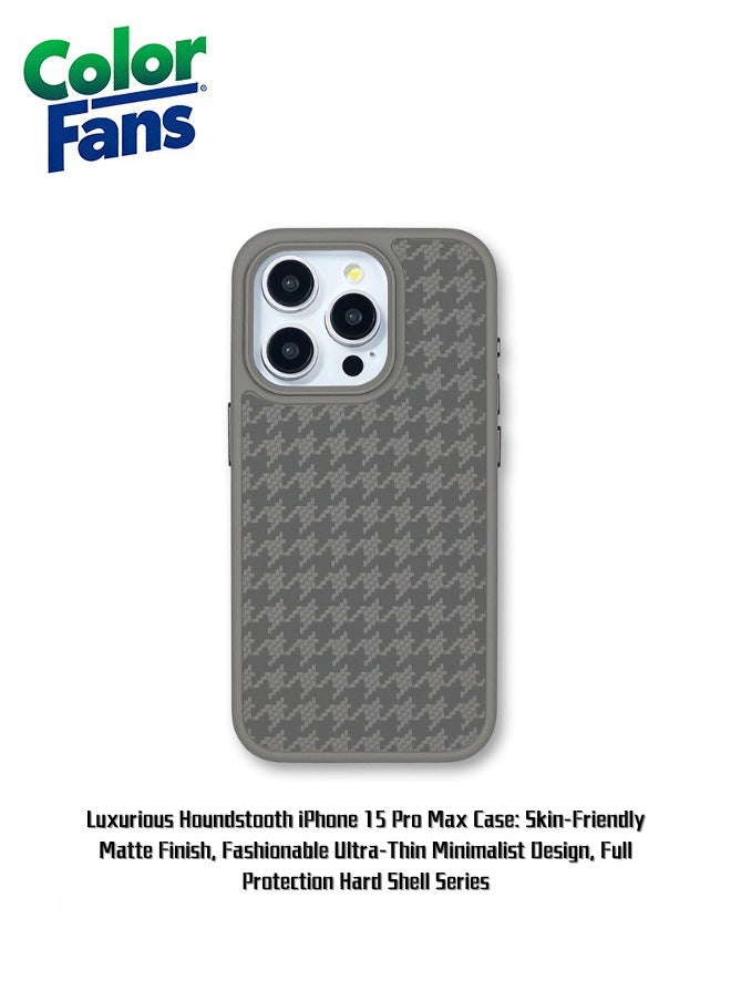 Color Fans - Luxurious Houndstooth iPhone 15 Pro Max Case: Skin-Friendly Matte Finish, Fashionable Ultra-Thin Minimalist Design, Full Protection Hard Shell Series - Image 1