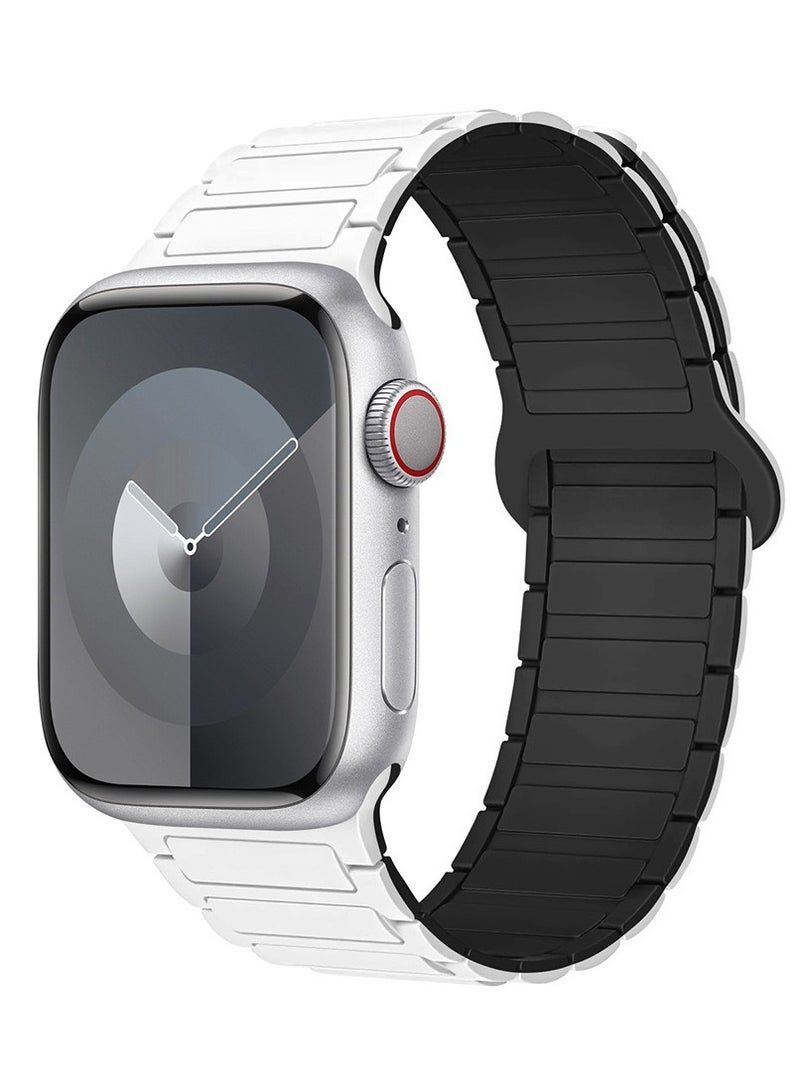 Magnetic Silicone Band for Apple Watch Ultra Ultra2/ 9 8 7 6 5 4 3 2 1 SE,Soft Silicone Waterproof Strap Wristbands Compatible with iWatch Apple Watch Series Ultra 49mm 45mm 44mm 42mm Women Men  - Image 1