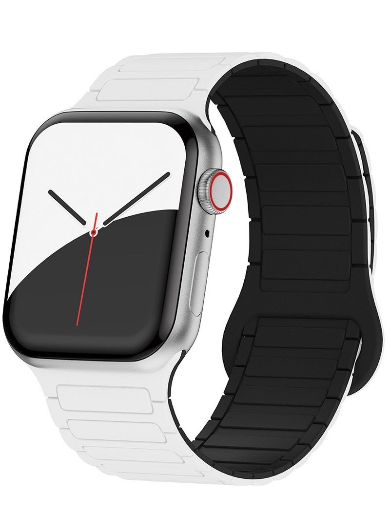 Magnetic Silicone Band for Apple Watch Ultra Ultra2/ 9 8 7 6 5 4 3 2 1 SE,Soft Silicone Waterproof Strap Wristbands Compatible with iWatch Apple Watch Series Ultra 49mm 45mm 44mm 42mm Women Men  - Image 2