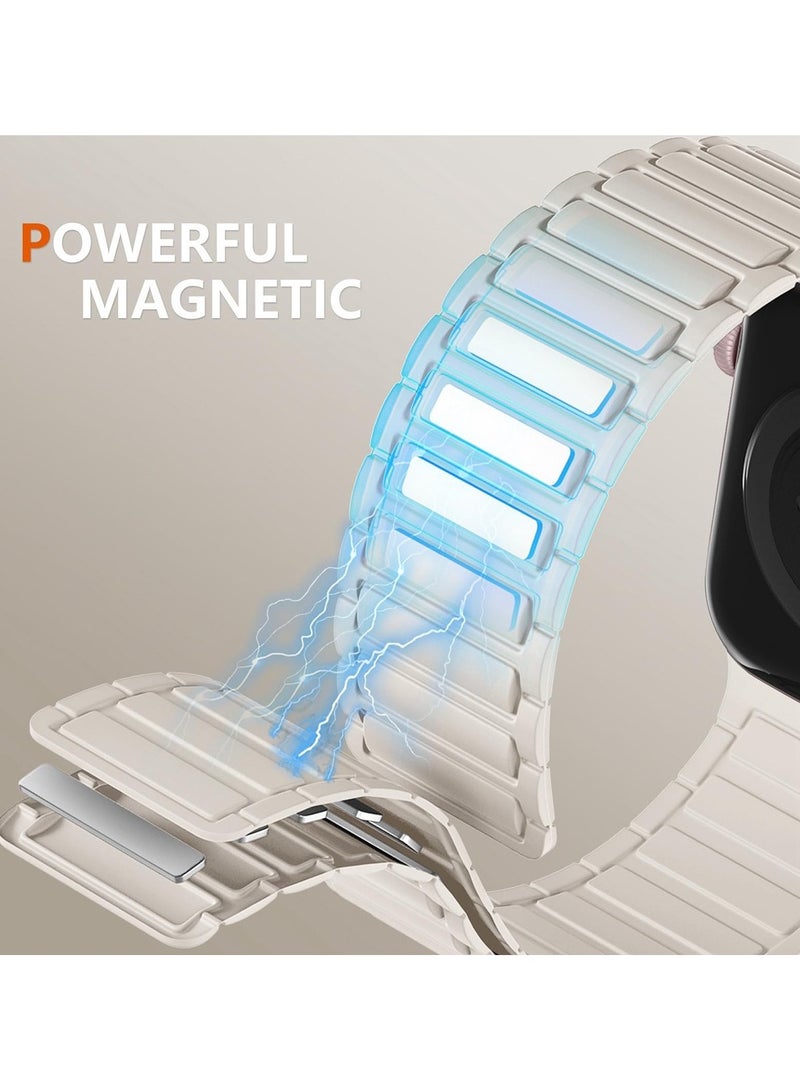 Magnetic Silicone Band for Apple Watch Ultra Ultra2/ 9 8 7 6 5 4 3 2 1 SE,Soft Silicone Waterproof Strap Wristbands Compatible with iWatch Apple Watch Series Ultra 49mm 45mm 44mm 42mm Women Men  - Image 5