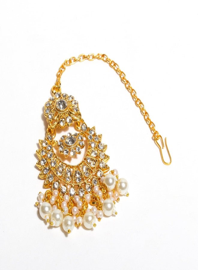 بينداني بيندهاني، غطاء رأس للجبهة، مانغ تيكا للشعر، مجوهرات هندية للنساء (لون ذهبي) - Image 2