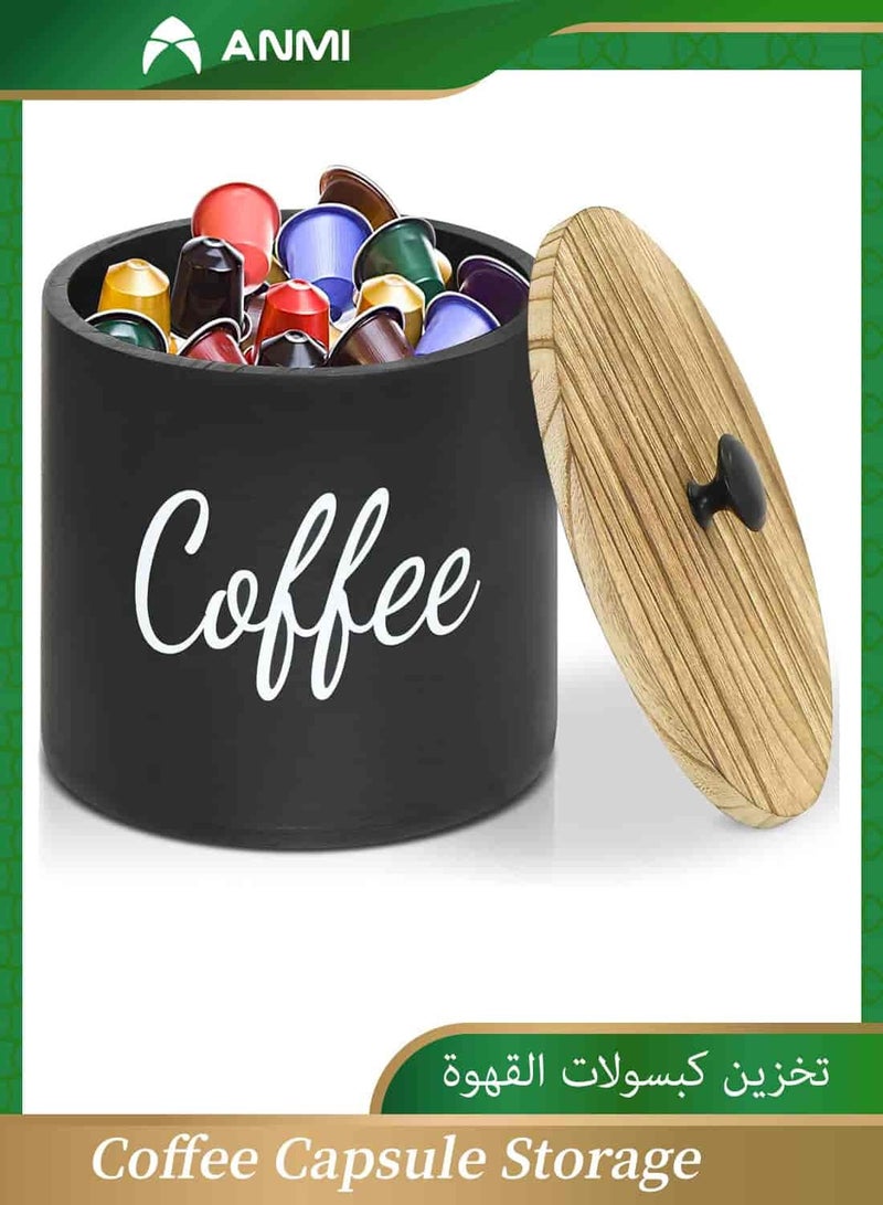 Anmi Wood Coffee Pod Holder with Lid, Coffee Station Organizer, Coffee Filter Holder Coffee Filter Storage Container, Coffee Pod Storage Basket, Coffee Bar Accessories Organizer for Counter  - Image 1