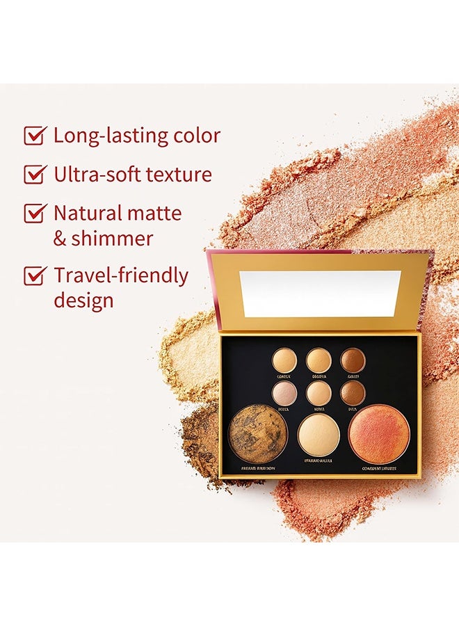 KAPEINE All in One Baked Makeup Palette, Eyeshadow, Blush Highlighter & Bronzer Face Kit Neutral Tones Baked Powder Palette with Matte Shimmer Finish Hign Pigment Full Face Makeup Gift Set for Women - Image 3