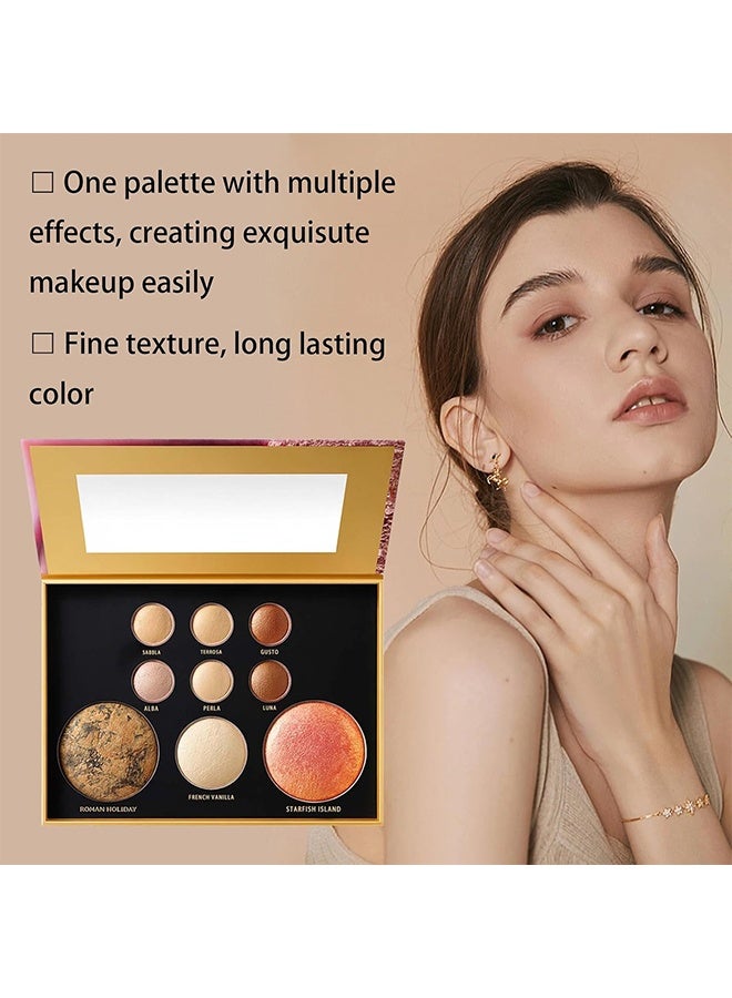 KAPEINE All in One Baked Makeup Palette, Eyeshadow, Blush Highlighter & Bronzer Face Kit Neutral Tones Baked Powder Palette with Matte Shimmer Finish Hign Pigment Full Face Makeup Gift Set for Women - Image 2