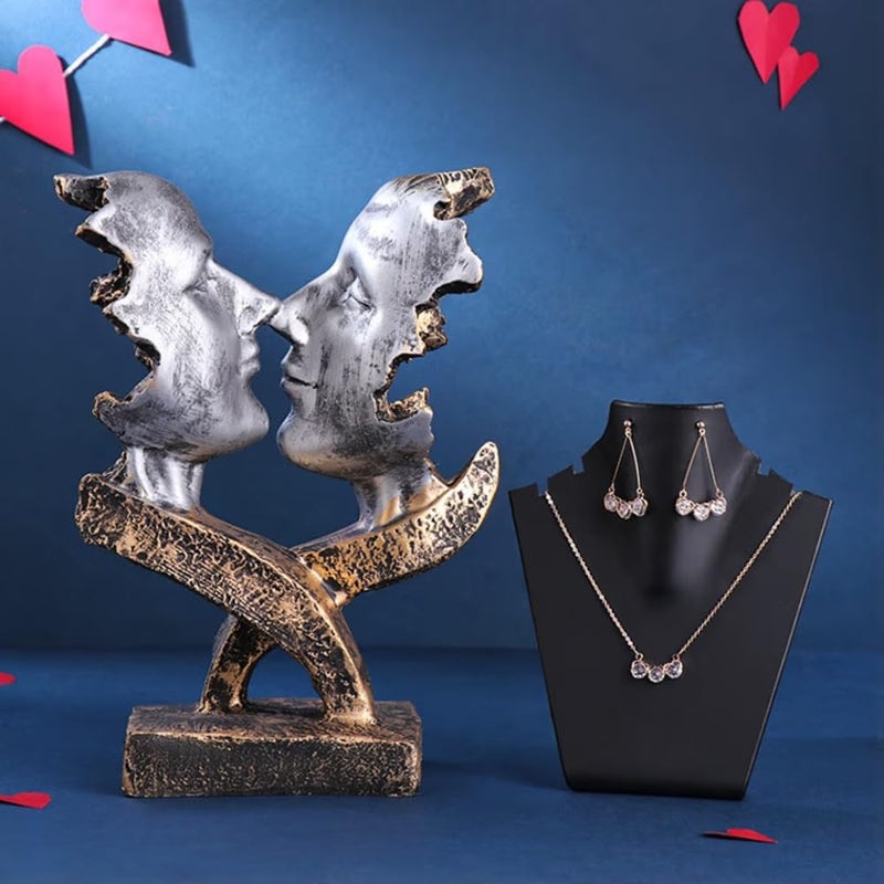 Floweraura Floweraura Love Special Combo Includes Decorative Timeless Love Bond Resin Couple Showpiece with Gorgeous Pendant Set for Valentines Day Gift Birthday Gift Special Occasions Gift  - Image 1