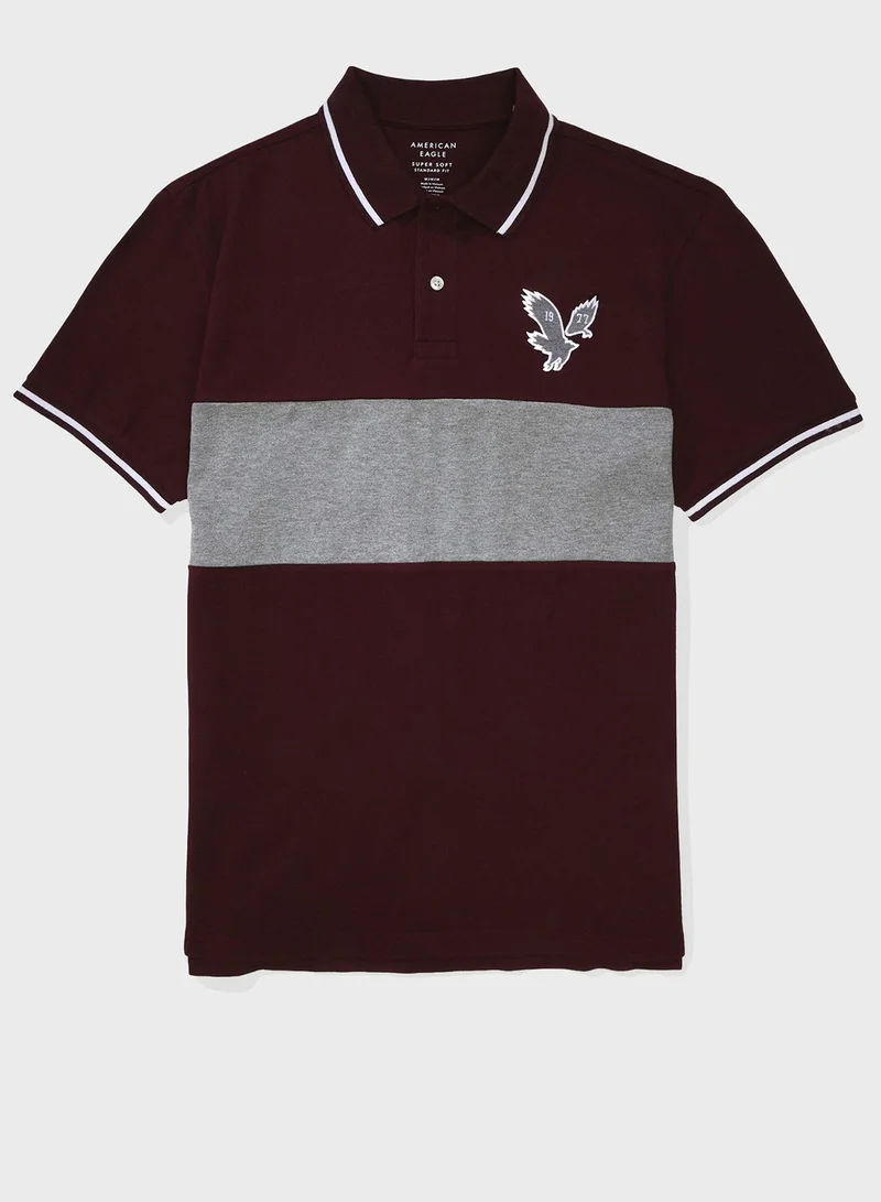 American Eagle Color Block Pique Polo