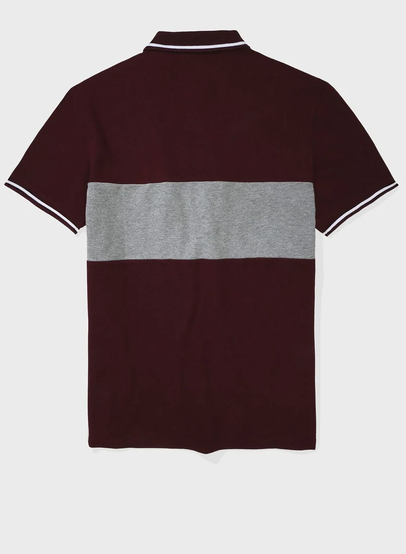 American Eagle Color Block Pique Polo