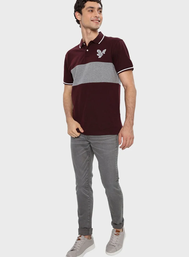 American Eagle Color Block Pique Polo