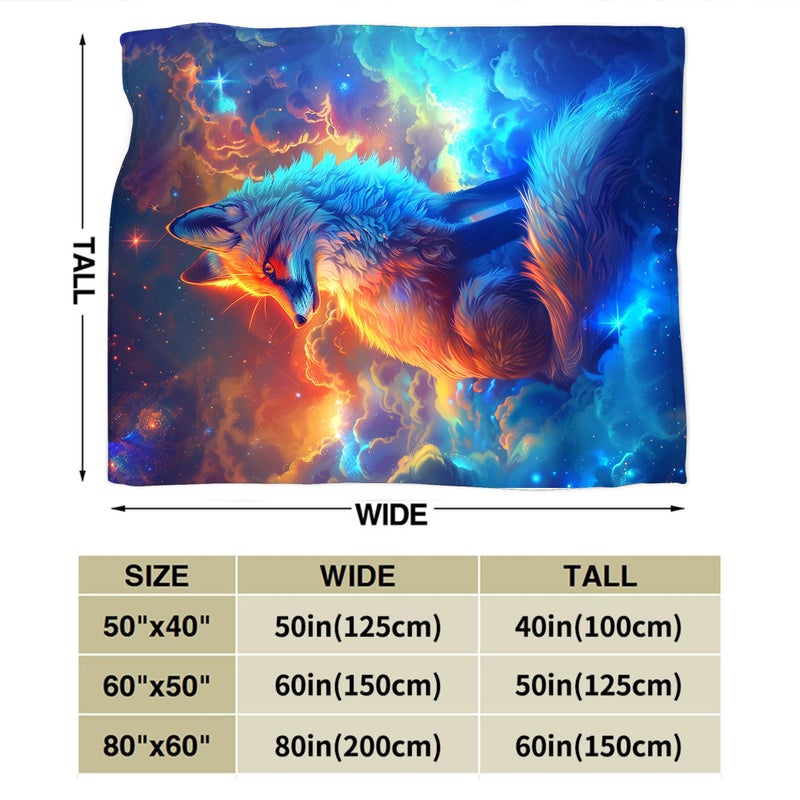 Tijuboni Fantasy Fox Blanket Fox in Space Throw Blanket Fox Gifts and Decor Fox Blanket for Girls Women Kids Adults Soft Warm Cozy Fleece Blanket for Couch Sofa Bed 50""x40"" - Image 5