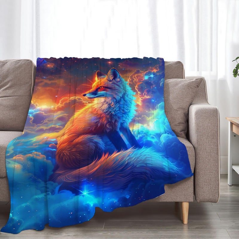 Tijuboni Fantasy Fox Blanket Fox in Space Throw Blanket Fox Gifts and Decor Fox Blanket for Girls Women Kids Adults Soft Warm Cozy Fleece Blanket for Couch Sofa Bed 50""x40"" - Image 3