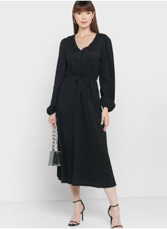 Puff Sleeve Button Detail Dress
