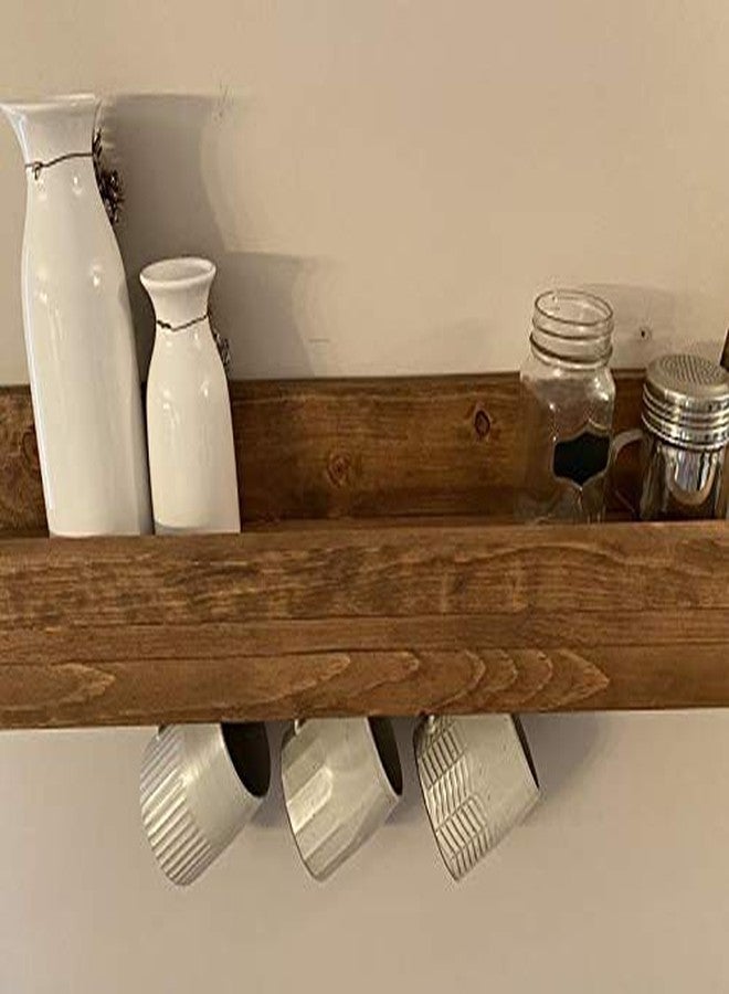 Vm decor Solid Wood Rustic Coffee Mug Shelf Wooden Coffee Mug Rack/Holder with Spice Rack Brown - Image 4