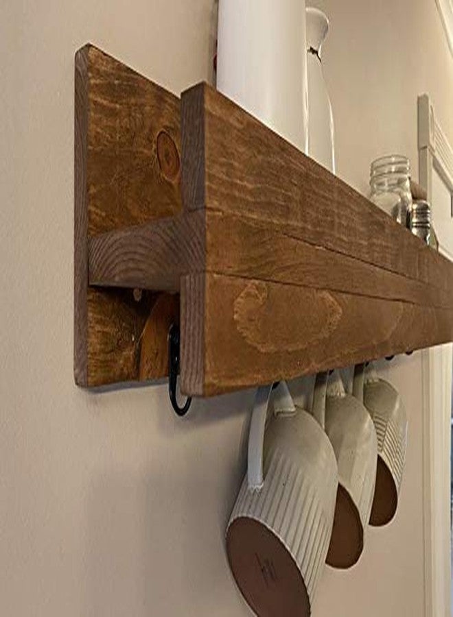 Vm decor Solid Wood Rustic Coffee Mug Shelf Wooden Coffee Mug Rack/Holder with Spice Rack Brown - Image 2