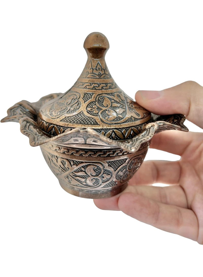 Chic Ottoman-Style Copper Sugar Pot with Lid, Stylish Design, Made in Turkey  - Image 1