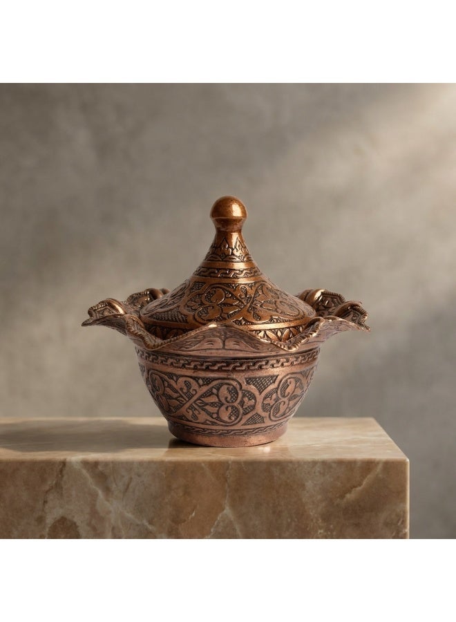 سكرية نحاس بالطراز العثماني مع غطاء وتصميم أنيق، صناعة تركية - Image 1