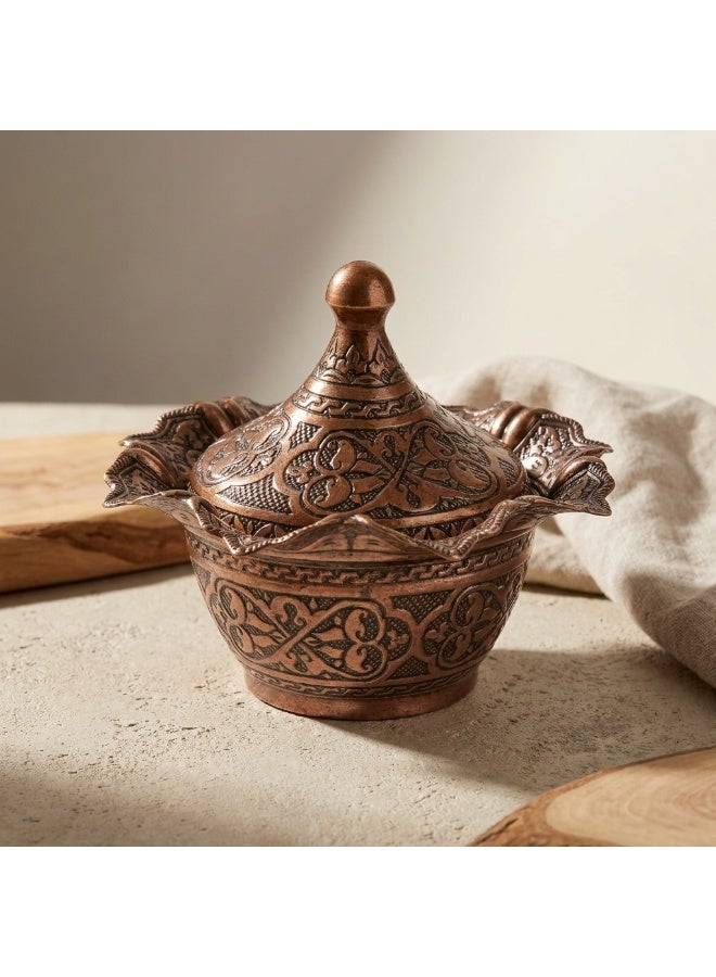 سكرية نحاس بالطراز العثماني مع غطاء وتصميم أنيق، صناعة تركية - Image 2
