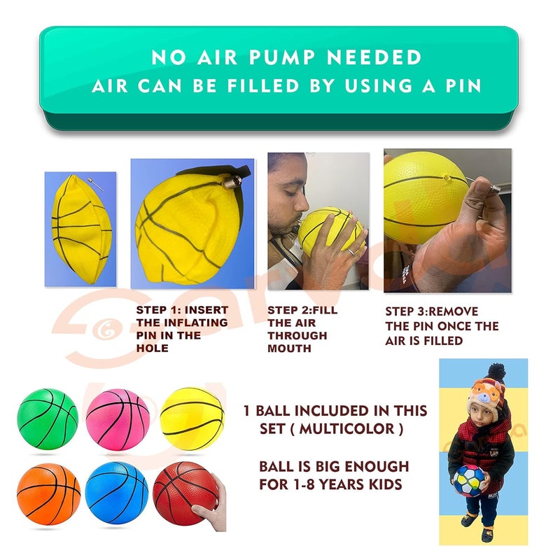 Sarvda Basket Ball for Kids Toys for Boys and Girls Basketball Portable Set with Hanging Board, Ring Net, Indoor and Outdoor Games Good Pastime Birthday & Return Gift Set Standard - Image 4
