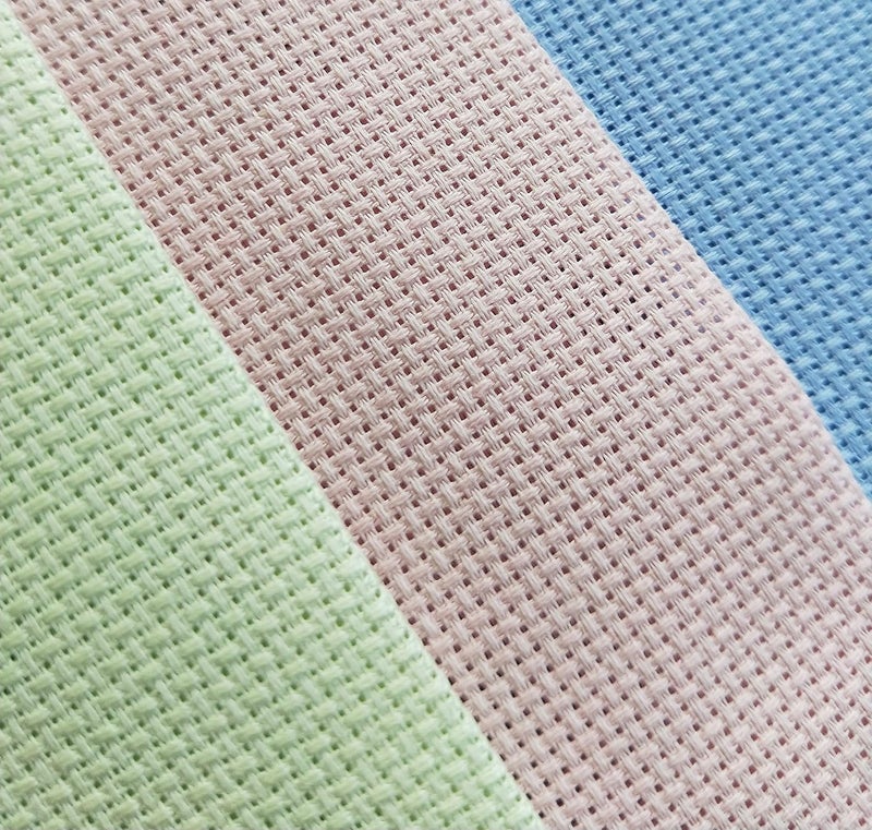 KCS 3 pc of 12" x 18" 14CT Counted Cotton Aida Cloth Cross Stitch Fabric (Light Blue+Pink+Light Green) - Image 2