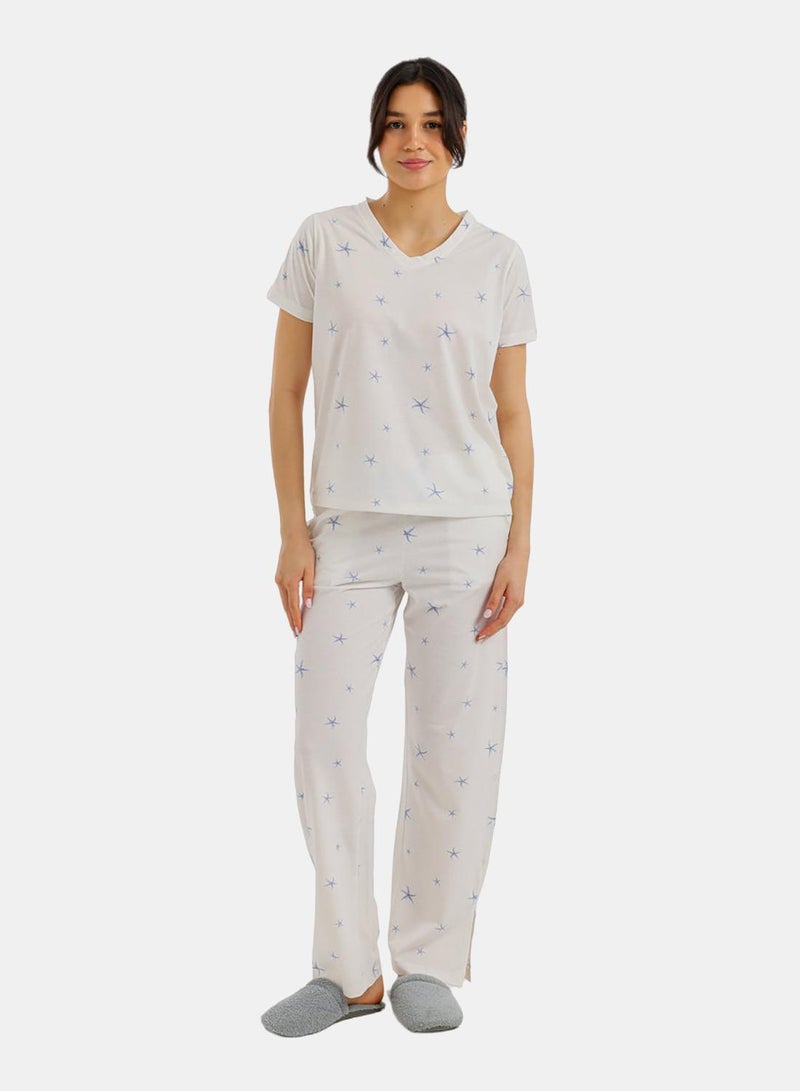 Carina Star Print Cotton Pajama Set - Image 1