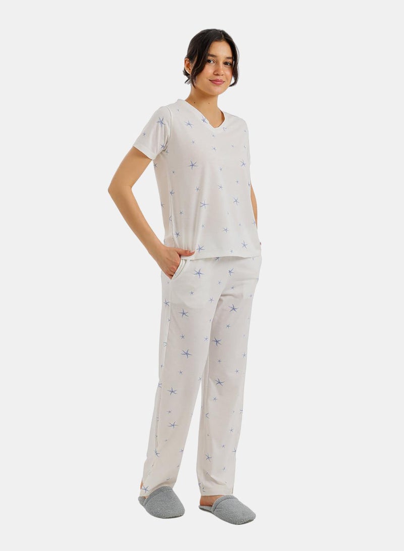 Carina Star Print Cotton Pajama Set - Image 2