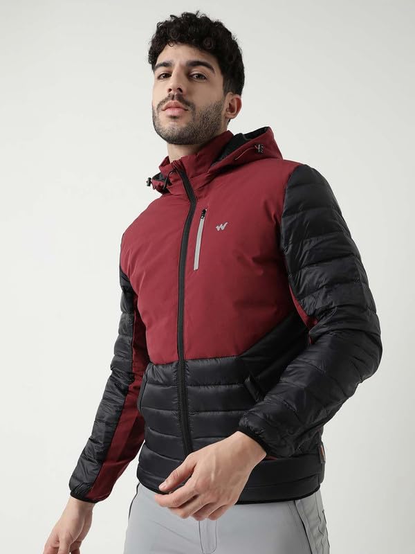 Wildcraft Men Nylon Standard Length Stylish Down Innovation Minu Winter Jacket Full Sleeve (L,Maron_Blk), Assorted - Image 4