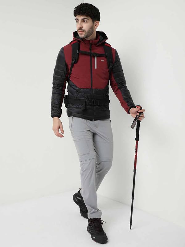 Wildcraft Men Nylon Standard Length Stylish Down Innovation Minu Winter Jacket Full Sleeve (L,Maron_Blk), Assorted - Image 2