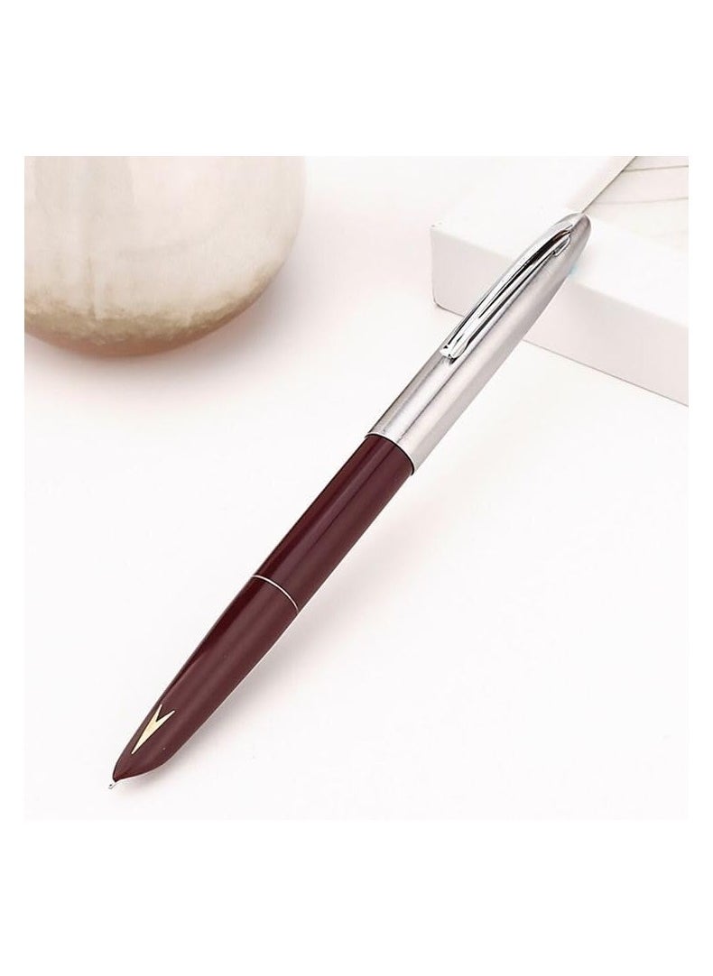 Success Stationery Success Stationery Hero Pen Original Fountain Ink Pen Smooth Iridium Tip Nib Refillable Gold Arrow Pattern Model 329 Silver Trim Cap Black Green Maroon - Pack of 3  - Image 4
