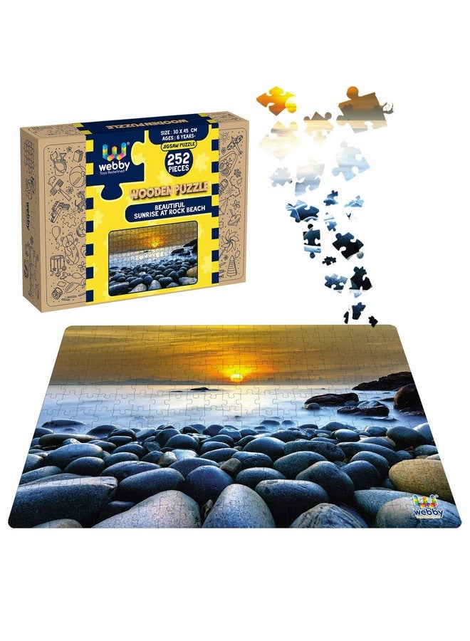 Webby Webby Kids Beautiful Sunrise at Rock Beach Wooden Jigsaw Puzzle, 252 Pieces, Multicolor - Image 1