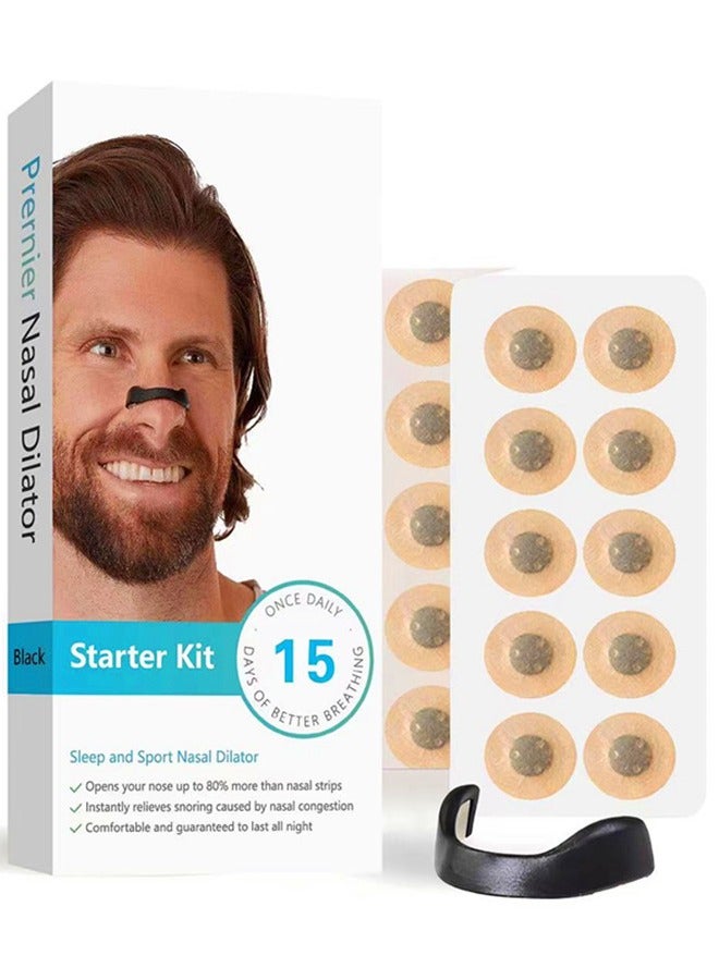 STARTER Snoring Solution for Comfortable and Quieter Sleep Effective to Relieve Snoring Anti Snoring Nose Patch Comfortable Anti Snoring Device Suitable for Hotels Homes Business Travel (black-15pcs)  - Image 1
