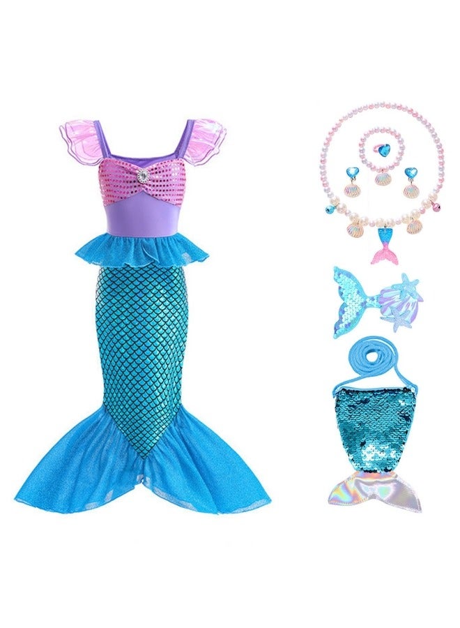GGEROU Mermaid Princess Dress Up,Girls Mermaid Dress,Girls Party Cosplay,Princess Birthday Dress,Kids Costume Cosplay,Mermaid Skirt+Accessories  - Image 1
