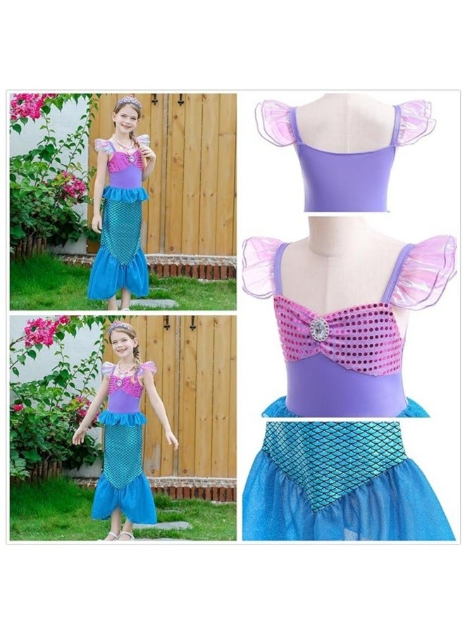 GGEROU Mermaid Princess Dress Up,Girls Mermaid Dress,Girls Party Cosplay,Princess Birthday Dress,Kids Costume Cosplay,Mermaid Skirt+Accessories  - Image 2