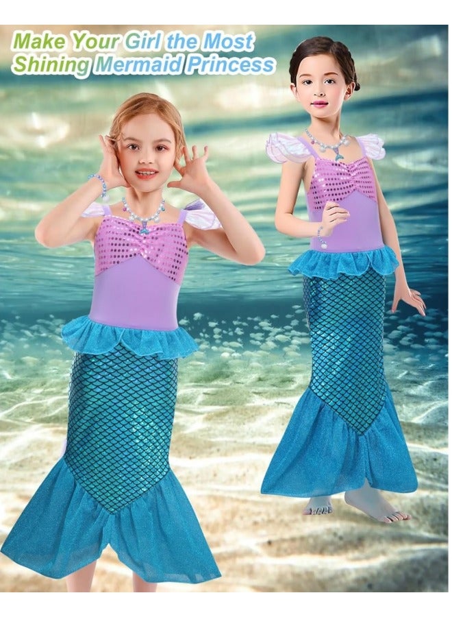 GGEROU Mermaid Princess Dress Up,Girls Mermaid Dress,Girls Party Cosplay,Princess Birthday Dress,Kids Costume Cosplay,Mermaid Skirt+Accessories  - Image 3
