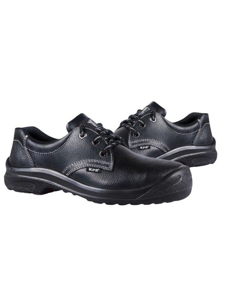 KING POWER Steel Toe Boots for Men Work Boots Industrial Construction Non-Slip WaterProof Leather Shoes Anti-Puncture Safety Boots Breathable Comfortable Size:UK 8(BLACK)  - Image 1
