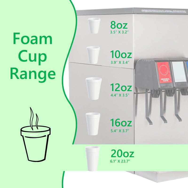 Mr. Miracle 20 OZ Foam Cups With Lids for Hot & Cold Drinks, USA-Made 25-Pack. Ideal Styrofoam Coffee Cups, Insulating To-Go Cups for Soda, Tea, Juice - Sturdy, Disposable & comparable to Industry standard 20J20 - Image 3
