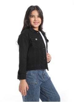 Andora Plain Denim Girls Jacket_Black  - Image 2